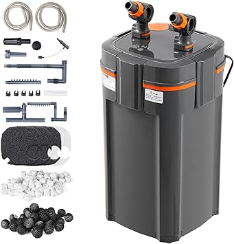 Premium Quiet VEVOR Aquarium Filter 317GPH, 4-Stage Canister Filter 75-100 Gallon, Ultra-Quiet Internal Aquarium Filter with UV Protection, Submersible Power Filter with Multiple Function for Fish Tanks, 12W - High-Efficiency Aquarium Filter