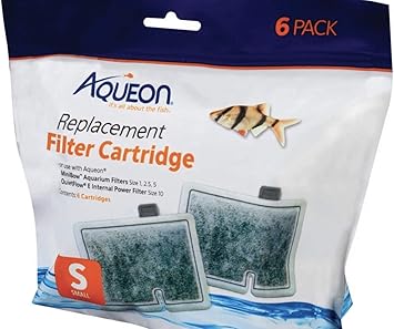 Premium Quiet Aqueon Filter Cartridge Small/6 Pk - Aquarium Filter Cartridge - 6 Count - High-Efficiency Aquarium Filter
