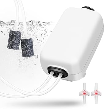 Premium Quiet AQUANEAT Aquarium Air Pump for 20-210 Gallon Tank, Fish Air Bubbler, Hydroponic Oxygen Aerator with Stones, Airline Tubing, Check Valves - High-Efficiency Aquarium Filter