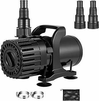 Premium Quiet Pond Pump, Adjustable Flow 600-1800 GPH & 13FT Lift, 100W Submersible Water Pump for Pond, Waterfall & Fountain, Quiet Magnetic Motor, 180° Rotatable Outlet, 20FT Power Cord, UL Listed - High-Efficiency Aquarium Filter