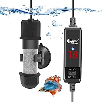 Premium Quiet hygger Small Aquarium Betta Heater, Submersible Fish Tank Heater 10W/25W/50W/100W with LED Digital Display, Suitable for Marine Saltwater and Freshwater up to 5/10/16/26 Gallon - High-Efficiency Aquarium Filter