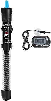 Premium Quiet AQUANEAT Aquarium Heater, 300W Fish Tank Heater, Adjustable Submersible Water Thermostat with Digital Thermometer - High-Efficiency Aquarium Filter