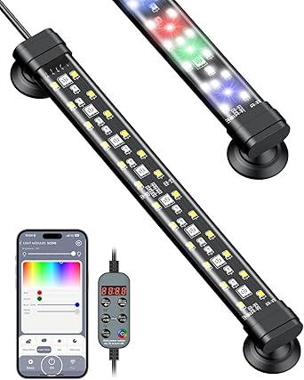 Premium Quiet Pawfly Aquarium Light with Bluetooth for Plants, 5W 8 inch Full Spectrum Fish Tank Light for 8-15 inch Fish Tanks, Submersible LED Lights with App Control, Timer Modes & Adjustable Brightness - High-Efficiency Aquarium Filter