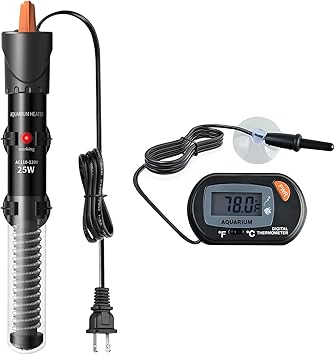 Premium Quiet HiTauing Aquarium Heater 25W/50W/100W/200W/300W, Adjustable Knob Fish Tank Heater with Digital Thermometer, Submersible Betta/Turtle Tank Heater for Freshwater and Saltwater Tanks - High-Efficiency Aquarium Filter