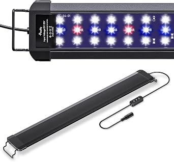 Premium Quiet Pawfly 18 W Aquarium LED Light for 24 to 30 Inch Fish Tanks Extendable Fish Tank Light with Full Spectrum Brilliant White Blue Red Lights with Daytime & Night Modes and Adjustable Brightness - High-Efficiency Aquarium Filter