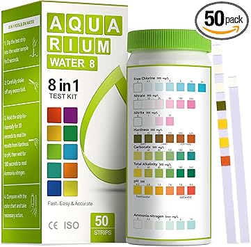 Premium Quiet AAwipes 8-in-1 Aquarium Test Kit for Fish Tanks - Quick & Accurate Water Testing Strips for Aquariums & Ponds. Tests pH, Ammonia, Alkalinity, Hardness, Chlorine, etc. (K02-50) - High-Efficiency Aquarium Filter