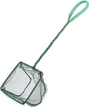 Premium Quiet Pawfly Aquarium Fish Net with Braided Metal Handle Square Net with Soft Fine Mesh Sludge Food Residue Wastes Skimming Cleaning Net for Fish Tanks Small Koi Ponds and Pools - High-Efficiency Aquarium Filter