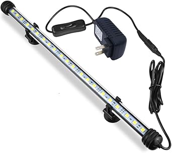 COVOART 15" Submersible LED Aquarium Light, 8W, IP68 Waterproof, 21 LEDs, White