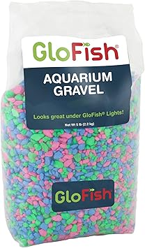 GloFish Fluorescent Aquarium Gravel, Pink/Green/Blue Mix, 5 lbs