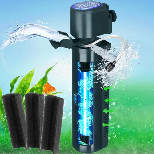 Premium Quiet coospider-repta 200GPH Aquarium Filter, U-V for Aquarium for 20-75 Gal Tank, Submersible Pump Filter for Green Water and Algae Clean, Ultra-Silent Green Killing Machine with Fish Tank Deodorization - High-Efficiency Aquarium Filter detail