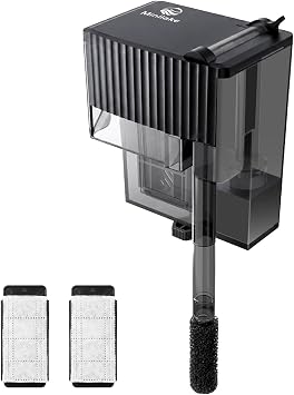 Premium Quiet Fish Tank Filter for Small Aquariums up to 5 Gallon with Adjustable Flow, 3-Stage Filtration for Betta, Shrimp, Freshwater and Saltwater - High-Efficiency Aquarium Filter