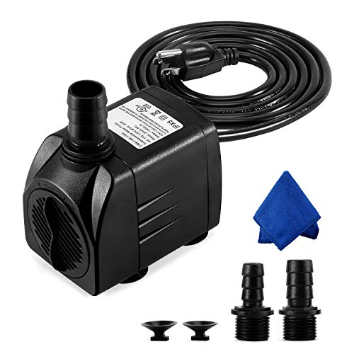 Premium Quiet CWKJ Fountain Pump, 400GPH Submersible , Durable 25W Outdoor Water Pump with 6.5ft Power Cord, 3 Nozzles for Aquarium, Pond, Fish Tank, Water Pump Hydroponics, Backyard Fountain - High-Efficiency Aquarium Filter detail