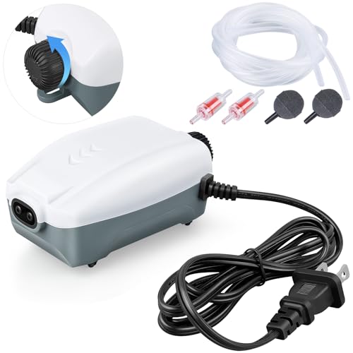 Premium Quiet HITOP Dual Outlet Aquarium Electric Air Pump, Whisper Adjustable Fish Tank Aerator, Quiet Oxygen Pump with Accessories for 20 to 100 Gallon - High-Efficiency Aquarium Filter detail