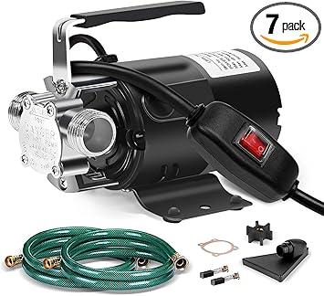 Premium Quiet Water Transfer Pump, 115V 1/10HP Electric Utility Pump with On/Off Switch 2 * 6 ft Water Hoses Kit for Removing Water from Garden Pools Aquariums Hot Tub Draining 1/8’’ Low Suction for Rain Barrel - High-Efficiency Aquarium Filter