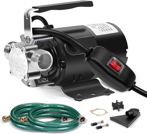 Premium Quiet Water Transfer Pump, 115V 1/10HP Electric Utility Pump with On/Off Switch 2 * 6 ft Water Hoses Kit for Removing Water from Garden Pools Aquariums Hot Tub Draining 1/8’’ Low Suction for Rain Barrel - High-Efficiency Aquarium Filter detail