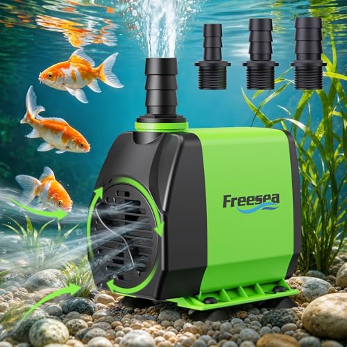 Premium Quiet FREESEA 800gph Small Pond Pump: 45w Adjustable Flow Circulate 500-1200 Gal Pond 1-2 Times in 1.5 Hour - 3 Year Durable Operation Keep Water Fresh for Koi health - High-Efficiency Aquarium Filter detail