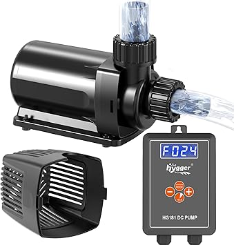 Premium Quiet hygger 24V DC Adjustable Aquarium Water Pump & Wavemaker,30dB Quiet Return Pump,10-Speed Flow Control, Dry Run Anti-Block Protection for Freshwater Saltwater Ponds Fountains (80W,2377GPH/9000LPH) - High-Efficiency Aquarium Filter