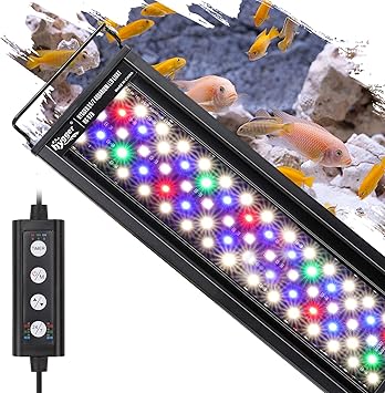 Premium Quiet hygger 18W 24/7 Lighting Aquarium LED Light, Sunrise-Daylight-Moonlight Mode and DIY Mode, Adjustable Timer Adjustable Brightness Fish Tank Light with Extendable Bracket 7 Colors for Planted Tank - High-Efficiency Aquarium Filter