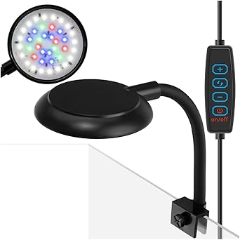 Premium Quiet DaToo Mini Clip On Aquarium Light 7W Dimmable Small Fish Tank Light USB Moving Lamp with White Red Blue Green LED for 1 to 3 Gallon Tanks - High-Efficiency Aquarium Filter