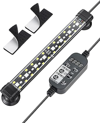 Premium Quiet Pawfly 5 W Aquarium LED Light 8 Inch 24/7 Fish Tank Light with Full Spectrum Brilliant White Blue Red Green Lights Multi-Colored LEDs with D/N Mode Single Color Effects Timer and Adjustable Brightness - High-Efficiency Aquarium Filter