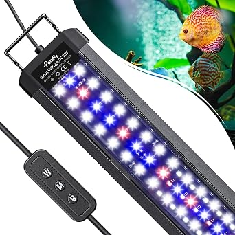 Premium Quiet Pawfly 28W Aquarium LED Light for 36 to 42 Inch Fish Tanks Extendable Fish Tank Light with Full Spectrum Brilliant White Blue Red Lights with Daytime & Night Modes and Adjustable Brightness - High-Efficiency Aquarium Filter