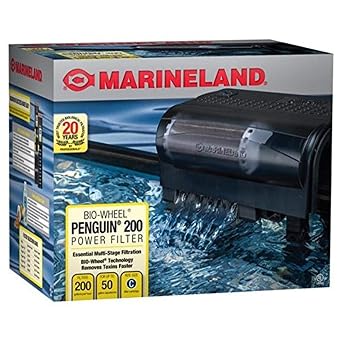 Premium Quiet Marineland Bio-Wheel Penguin 200 GPH Power Aquarium Filter, Ultra-Quiet Hang-On-Back Fish Tank Filter with Multi-Stage Filtration for Aquariums Up to 40 Gallons - High-Efficiency Aquarium Filter