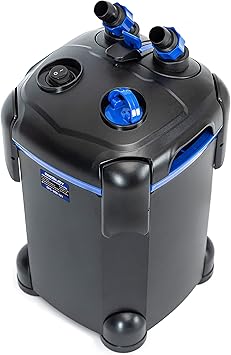 Premium Quiet AMOSIJOY Canister Filter, Ultra-Quiet External Aquarium Filter with Free Media for Large Fish Tanks and Aquariums - High-Efficiency Aquarium Filter