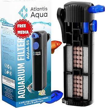 Premium Quiet 20 Gallon Fish Tank Filter up to 55 Gallons | Quiet Fish Tank Filter | Crystal Clear Water | Turtle Tank Filter | Submersible Aquarium Filter, Filter for Fish Tank, 50 Gallon Fish Tank Filter - High-Efficiency Aquarium Filter