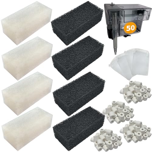 Premium Quiet 4 Set of Three-Stage Filtration Tank Filter Maintenance Kit, Replacement for AquaClear 50/200 50-Gallon Power Filter, Fish Tank Filter for 20- to 50-Gallon Aquariums - High-Efficiency Aquarium Filter detail