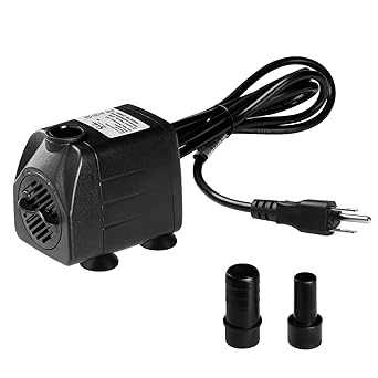 Premium Quiet Simple Deluxe 160GPH Submersible Water Pump (600L/H, 8W) with Adjustable Intake, 4.3ft High Lift, 2 Nozzles, Perfect for Fish Tank, Pond, Aquarium, Hydroponics Black - High-Efficiency Aquarium Filter