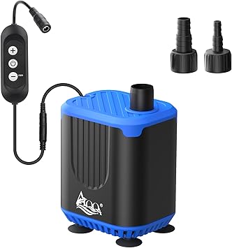 Premium Quiet AQQA DC Aquarium Water Pump with Controller,4 Flow Adjustable,Feed Mode,IP68 Submersible Quiet Fish Tank Pump,3 Nozzles for Pond Fountain Statuary Hydroponics Freshwater Saltwater 20W 110V-240V - High-Efficiency Aquarium Filter