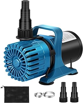 Premium Quiet TONGCHANT 1800 GPH Pond Pump, 14FT Lift, 100W Submersible Water Pump with 180° Rotatable Outlet, Quiet Fountain Pump, for Pond, Fountain, Waterfall & Water Garden, 20FT Cord & Barrier Bag, UL Listed - High-Efficiency Aquarium Filter