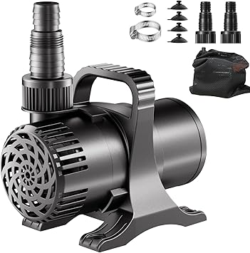 Premium Quiet OYO Water 175W 3000 GPH Pond Pump, High Flow Heavy Duty Submersible Water Pump for Large Ponds, Fountains & Waterfalls, Ultra Quiet, Submersible & Inline Use, 20.3 ft Power Cord, Includes Filter Bag - High-Efficiency Aquarium Filter