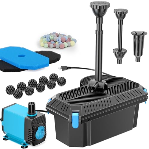 Premium Quiet Antfraer Pond Filter with Pump Kits, Pond Filters for Outdoor Ponds Built In 660GPH Pond Pump, Pond Filter Box Suitable for Garden, Fountain, Pond, Animal Sink, Waterfall, Aquarium-Corded Electric - High-Efficiency Aquarium Filter detail