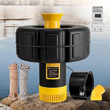 Premium Quiet Pond Fountain Aerator, 1HP 15000 GPH Fountain Pump with Timer, 15A/110V 100FT power cord, 2 Spray Patterns, Energy-Efficient Water Circulation for Ponds & Lakes - High-Efficiency Aquarium Filter