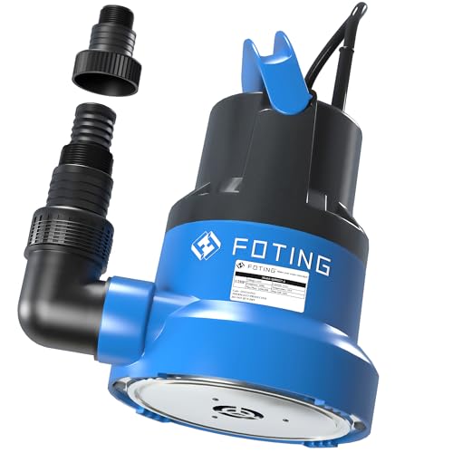 Premium Quiet FOTING 1/2HP Submersible Water Pump with Stainless Steel Base - Removes Water to 0.04" Depth, 2450GPH Portable Sump Pump for Puddles, Pools, Boats, Gardens & Ponds - 10Ft Cord Included - High-Efficiency Aquarium Filter detail