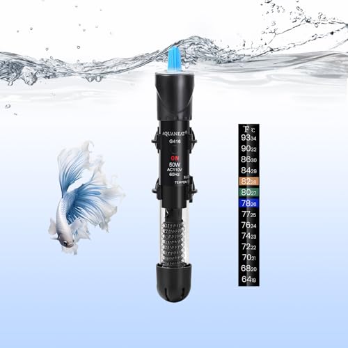 Premium Quiet AQUANEAT Aquarium Heater, 50W Fish Tank Heater, Adjustable Submersible Water Thermostat with Thermometer - High-Efficiency Aquarium Filter detail