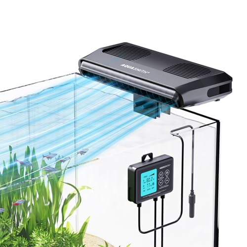Premium Quiet AQUASMITH Aquarium Chiller Fan,Fish Tank Cooler with Temperature Control,Minimum Setting 59℉,Auto Start/Stop,Refrigeration Effect 3-7℉,3-Speed Modes,for Axolotl Seawater Freshwater Coral Grass Tank - High-Efficiency Aquarium Filter detail