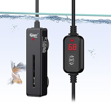 Premium Quiet hygger Mini Fish Tank Submersible Heater 50W for 5-10 Gallons Small Betta Aquarium Heater with Digital Display Controller Adjustable Temperature - High-Efficiency Aquarium Filter