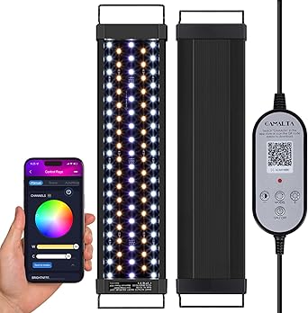 Premium Quiet 18W Smart Bluetooth App-Controlled Aquarium Light - Customizable Light Colors,Timeable,24/7 User-Defined Sunrise/Sunset Simulation,Tropical Lighting Mode,Suitable for 18-24" Fish Tanks - High-Efficiency Aquarium Filter