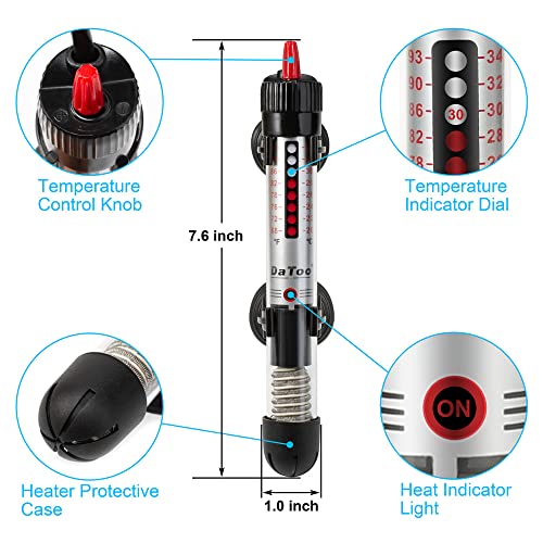 Premium Quiet DaToo 50 Watt Aquarium Heater Submersible Adjustable Temperature Fish Tank Heater 50W - High-Efficiency Aquarium Filter detail