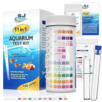 Premium Quiet 11 in 1 - Aquarium Test Strips | 950 Tests - 150 Strips | Fish Tank Aquariums Water Test Kit & ebook | Aquarium Thermometer | Fish Tank Water Testing Kit Includes 50 Ammonia Strips | Versatile Usage - High-Efficiency Aquarium Filter