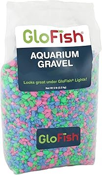 GloFish Fluorescent Aquarium Gravel, Pink/Green/Blue Mix, 5 lbs