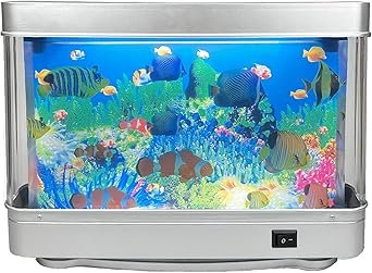 Premium Quiet Tokenkuko Fake Motion Fish Tank Mini Aquarium, Artificial Tropical Decorative Lamp Night Light with Moving Fish, Gift for Family(US Plug) - High-Efficiency Aquarium Filter