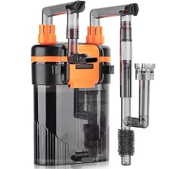Premium Quiet hygger External Hang-On-Back Canister Aquarium Filter,Quiet Fish Tank Filter with 3-Stage Filtration,Anti-Dry Burn Motor,Adjustable Flow,Oil Skimmer,Duckbill Nozzle,Shower Spray Bar (8W,40-60 Gal) - High-Efficiency Aquarium Filter