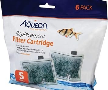 Premium Quiet Aqueon Filter Cartridge Small/6 Pk - Aquarium Filter Cartridge - 6 Count - High-Efficiency Aquarium Filter