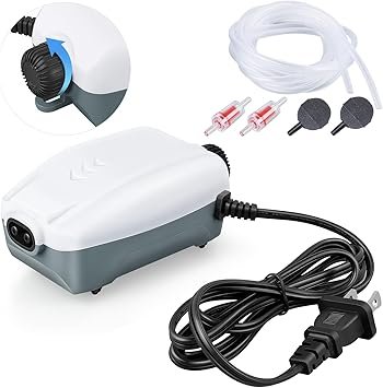 Premium Quiet HITOP Dual Outlet Aquarium Electric Air Pump, Whisper Adjustable Fish Tank Aerator, Quiet Oxygen Pump with Accessories for 20 to 100 Gallon - High-Efficiency Aquarium Filter