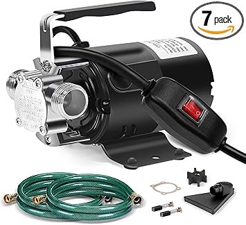 Premium Quiet Water Transfer Pump, 115V 1/10HP Electric Utility Pump with On/Off Switch 2 * 6 ft Water Hoses Kit for Removing Water from Garden Pools Aquariums Hot Tub Draining 1/8’’ Low Suction for Rain Barrel - High-Efficiency Aquarium Filter