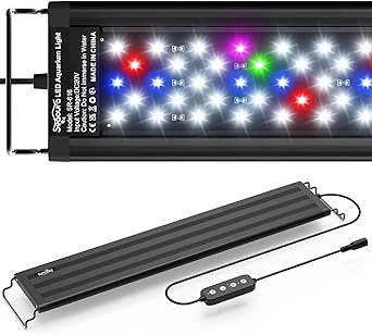 Premium Quiet SEAOURA Led Aquarium Light for Plants-Full Spectrum Fish Tank Light with Timer Auto On/Off, 18-24 Inch, Adjustable Brightness, White Blue Red Green Pink LEDs with Extendable Brackets for Freshwater - High-Efficiency Aquarium Filter