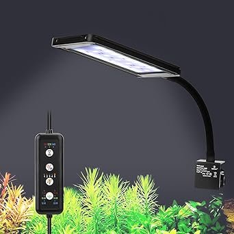Premium Quiet fishkeeper Clip On Aquarium LED Light, 24/7 Mode Full Spectrum Fish Tank Light with Timer, Adjustable 8 Color / 5 Brightness Simulate Sunrise-Day-Sunset-Moon for 7.87-12.99 inch Planted Tank 9W - High-Efficiency Aquarium Filter